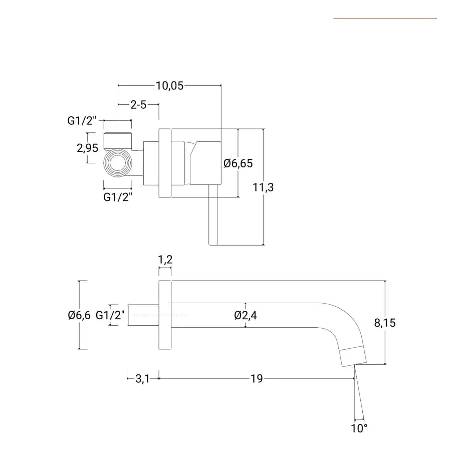 Miscelatore lavabo a muro con bocca 19 cm cromato di Jacuzzi - Flag