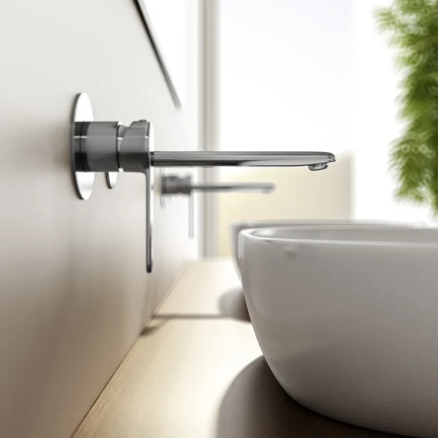 Miscelatore lavabo a muro in ottone cromo - Tila