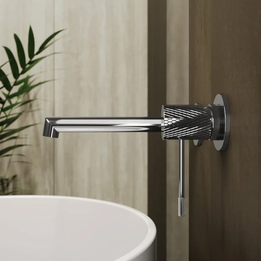 Miscelatore lavabo a muro in ottone cromo - Crystal