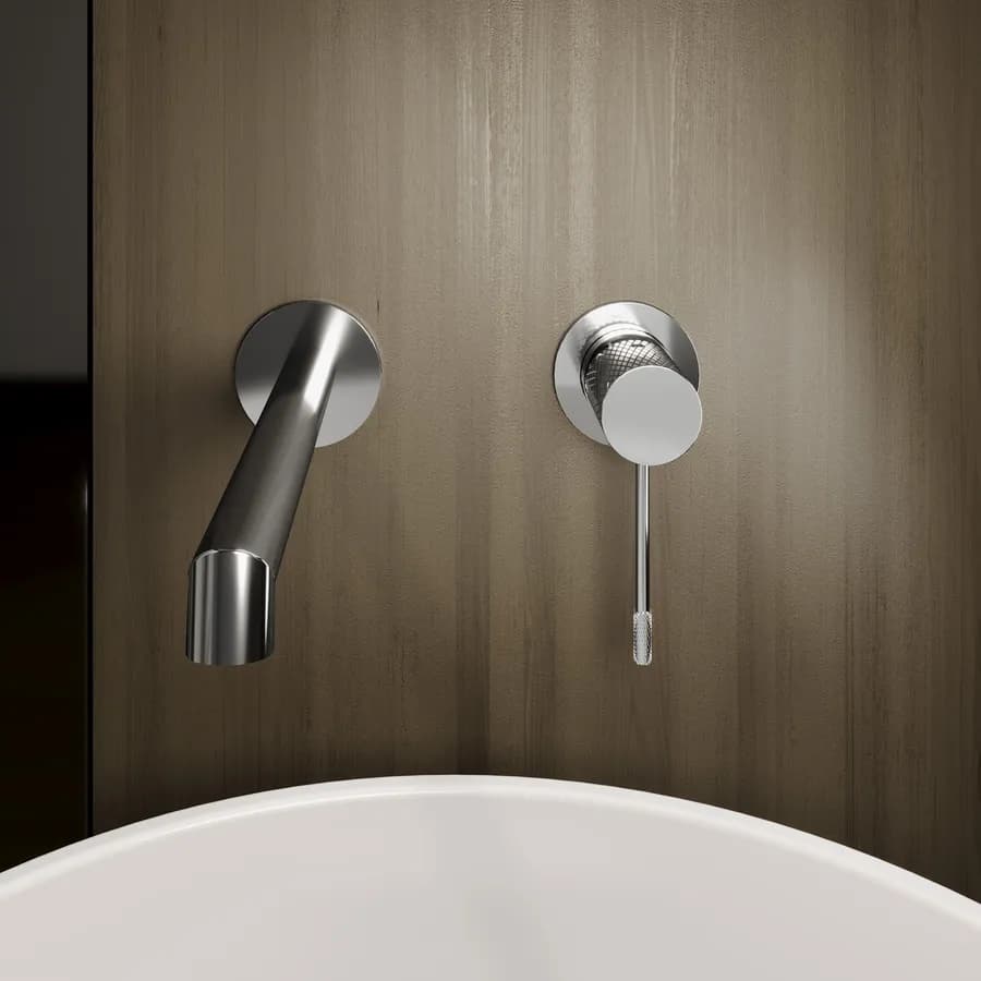 Miscelatore lavabo a muro in ottone cromo - Crystal