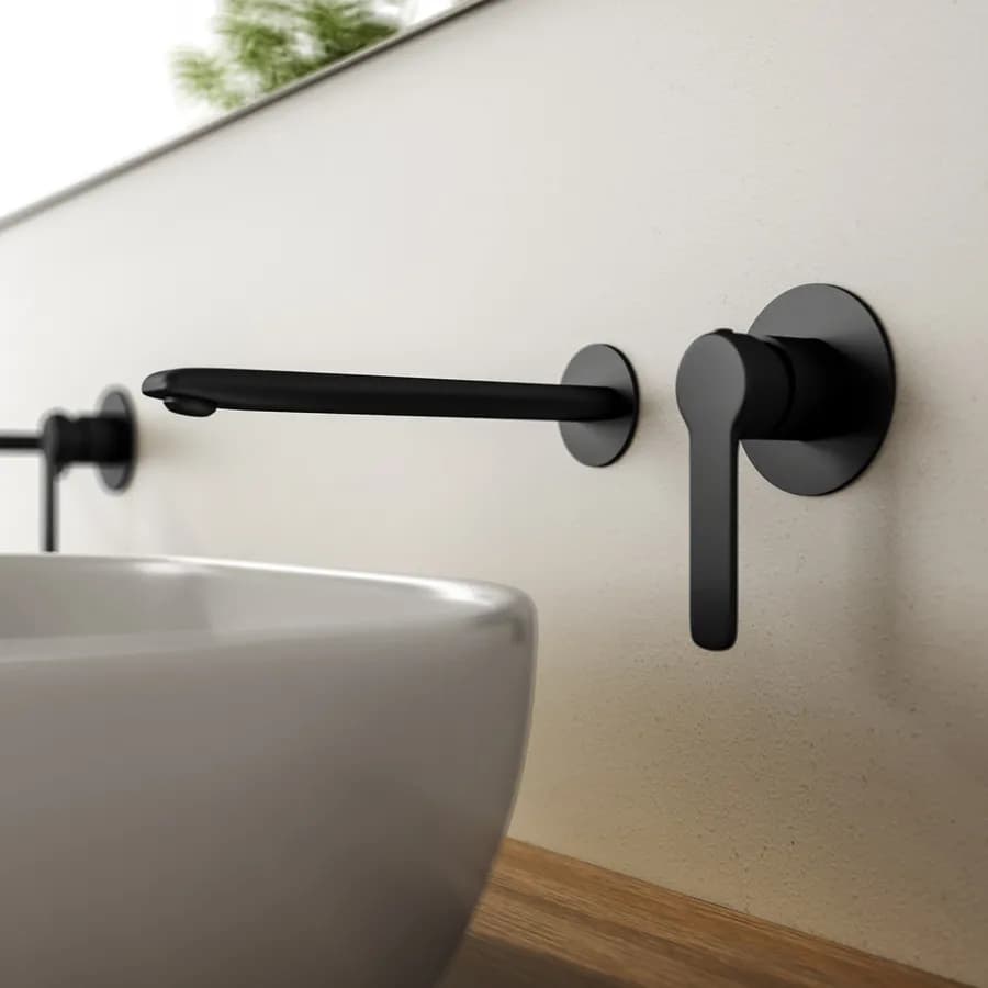 Miscelatore lavabo a muro in ottone nero - Tila
