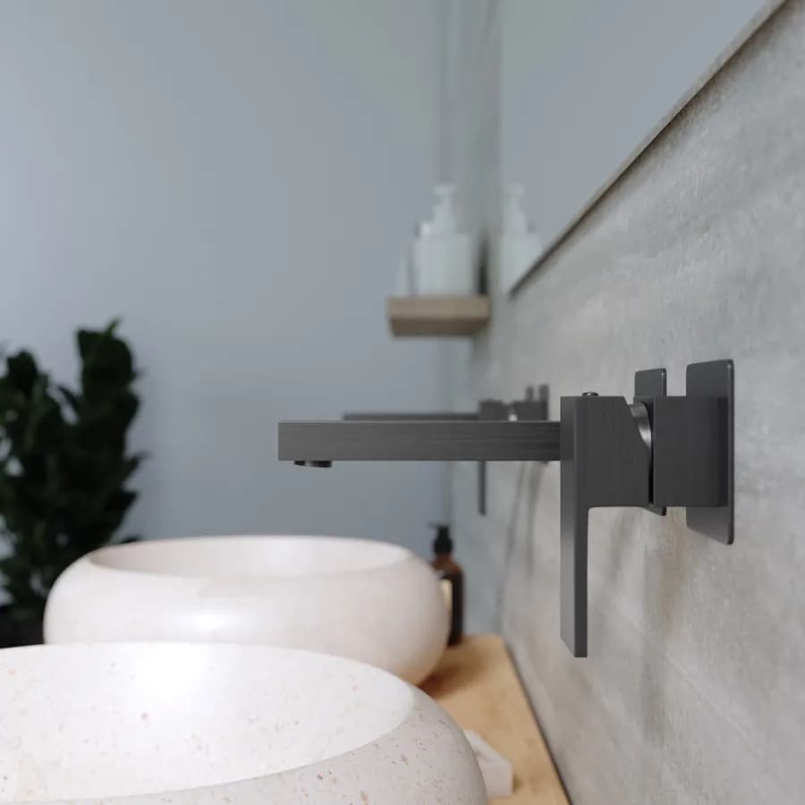 Miscelatore lavabo a muro in ottone nero spazzolato - Tiamat