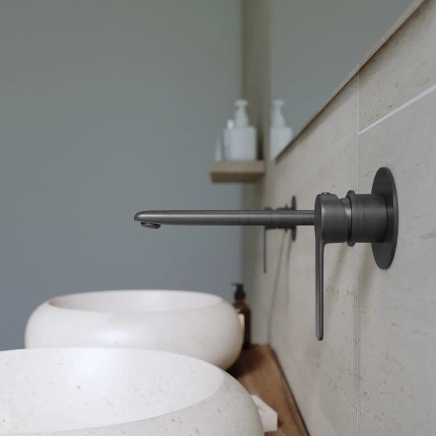 Miscelatore lavabo a muro in ottone nero spazzolato - Tila