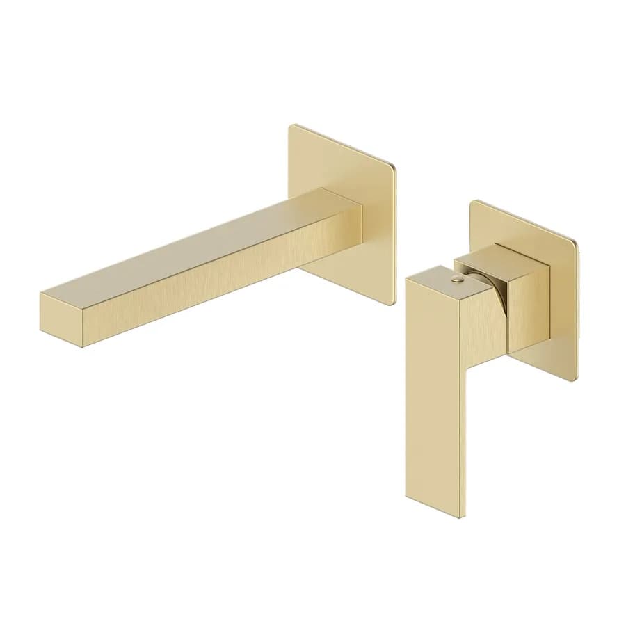 Miscelatore lavabo a muro in ottone oro spazzolato - Tiamat
