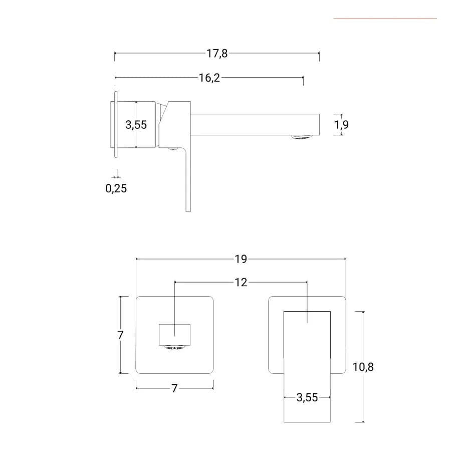 Miscelatore lavabo a muro in ottone oro spazzolato - Tiamat