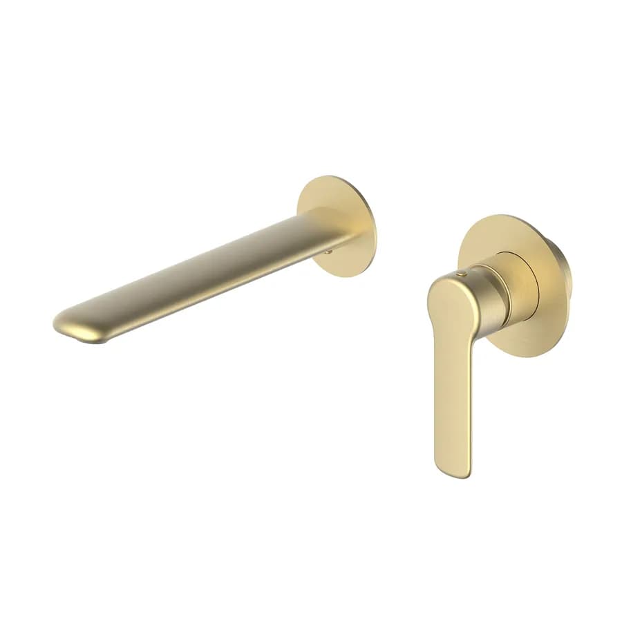 Miscelatore lavabo a muro in ottone oro spazzolato - Tila