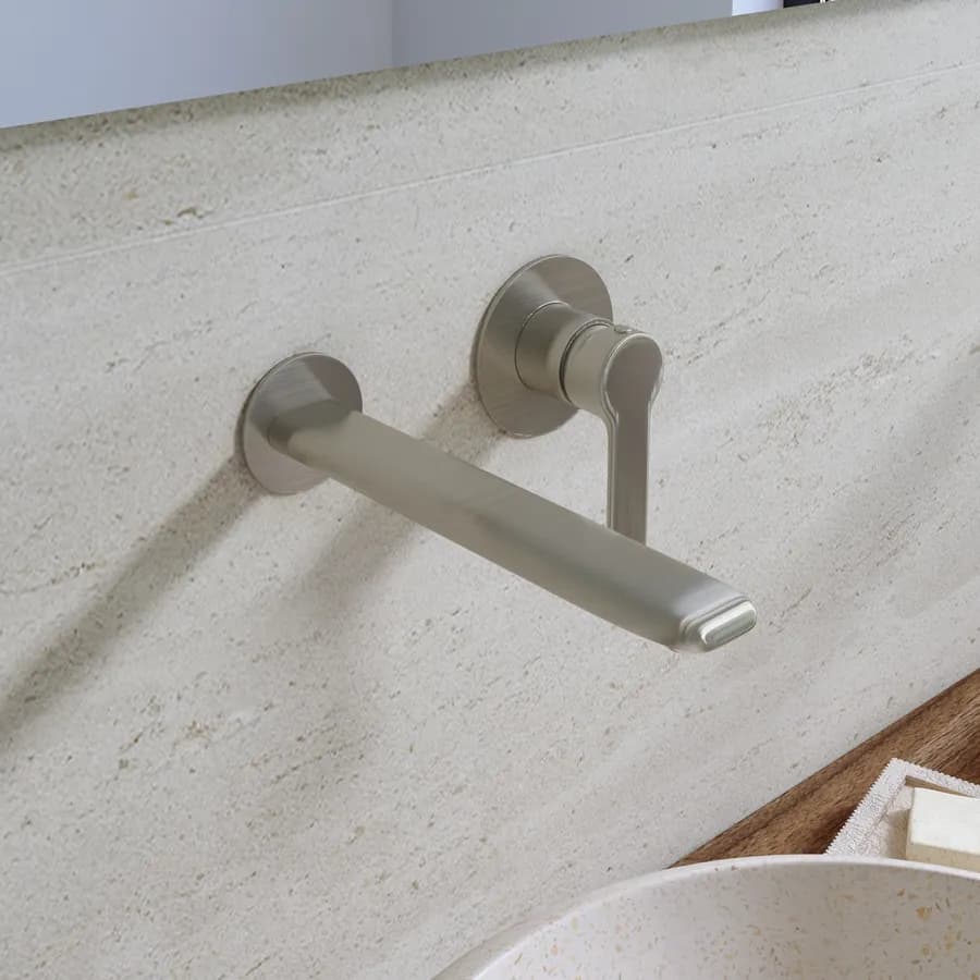 Miscelatore lavabo a muro in ottone spazzolato - Tila