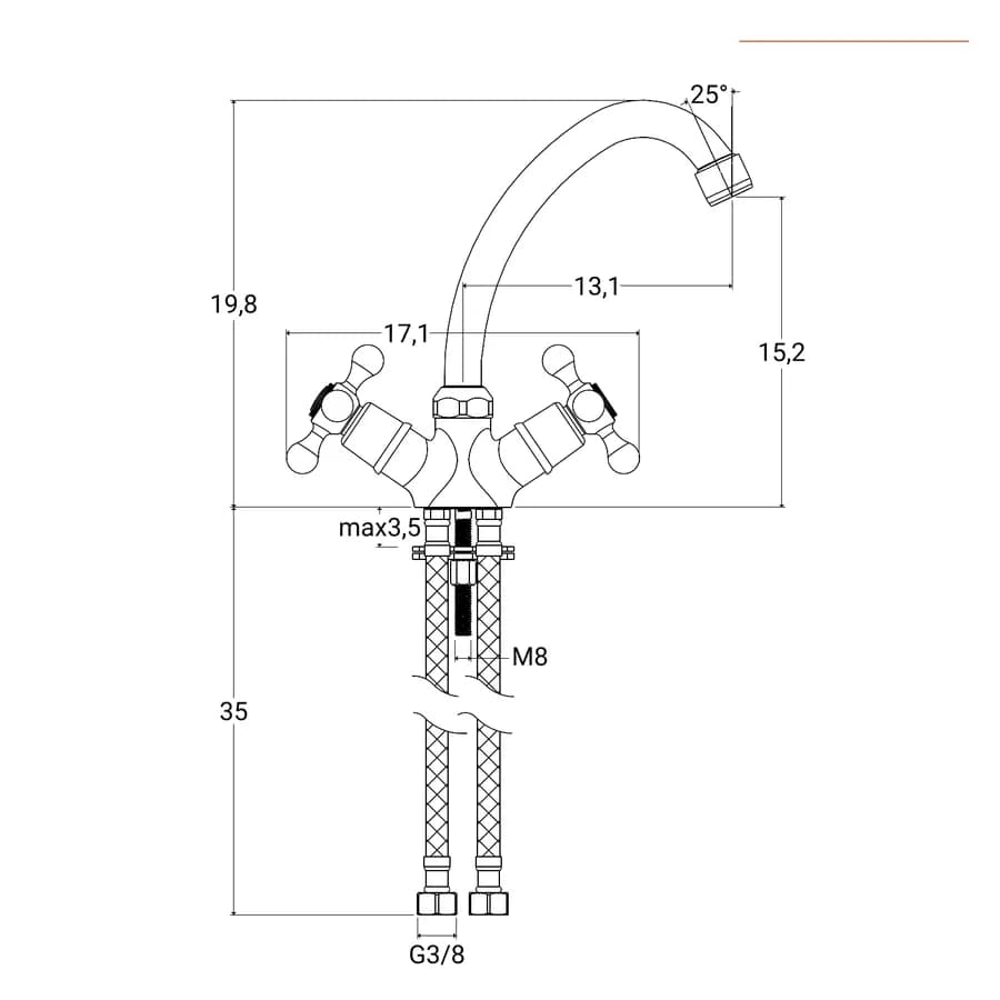 Miscelatore lavabo alto in ottone cromo - Niru