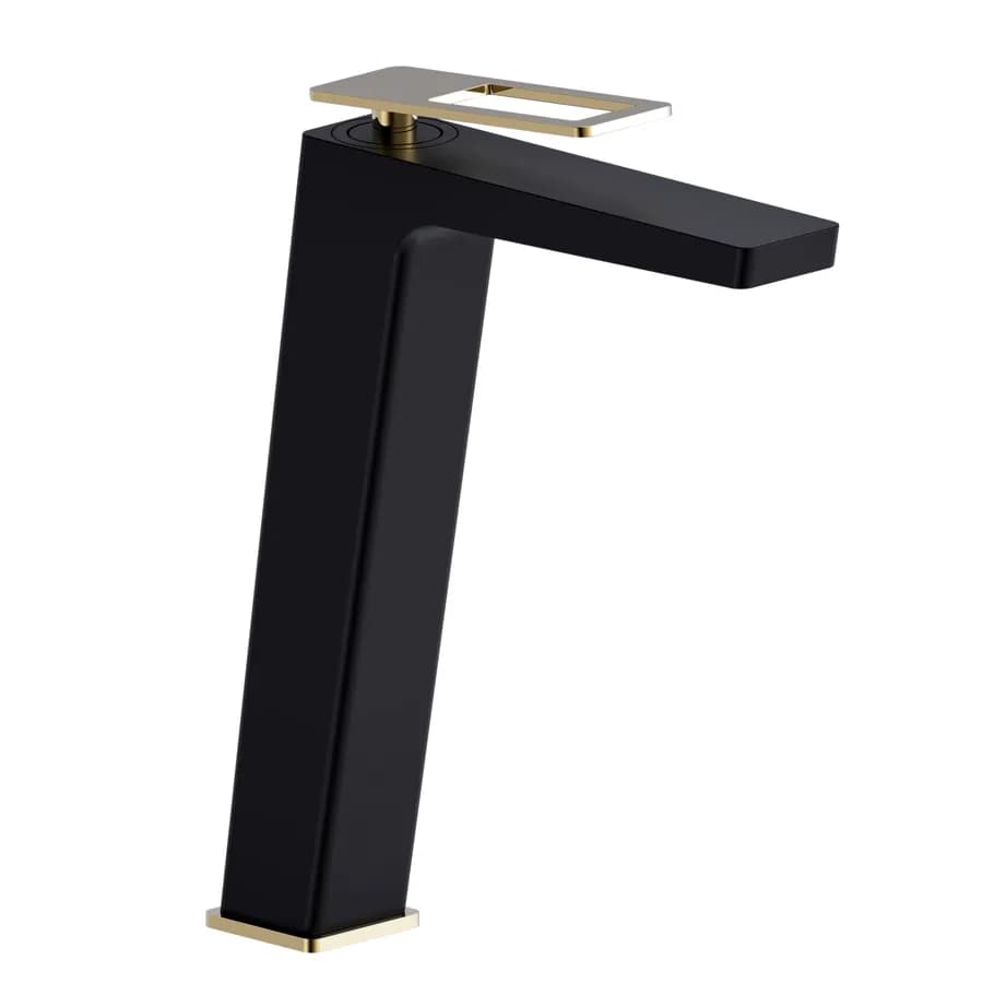 Miscelatore lavabo alto in ottone nero e oro - Thano