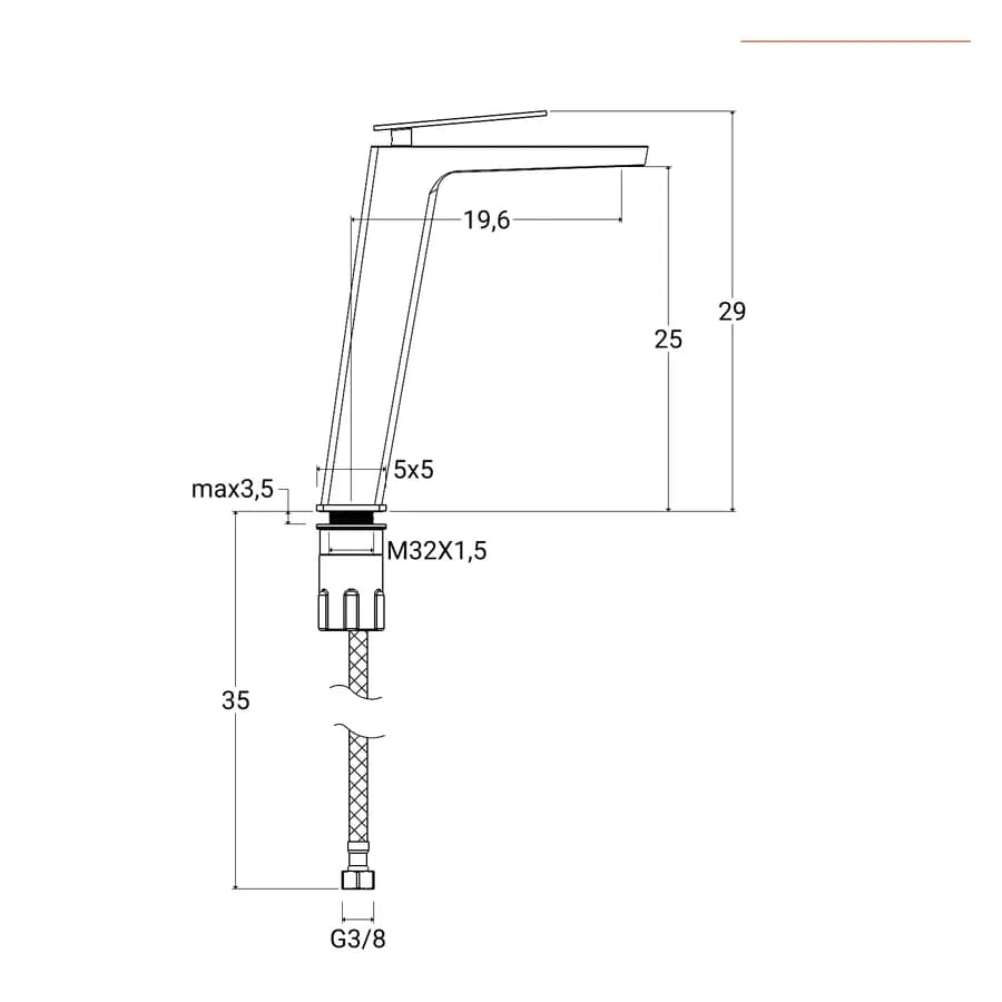 Miscelatore lavabo alto in ottone nero e oro - Thano