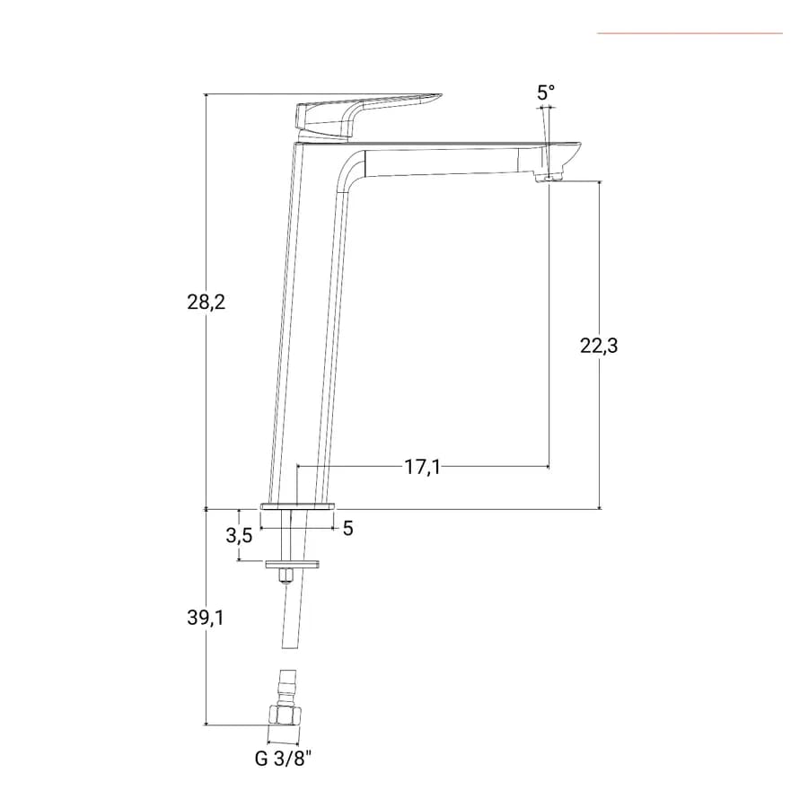 Miscelatore lavabo alto in ottone nero opaco X9 di Jacuzzi - Rubinetteria