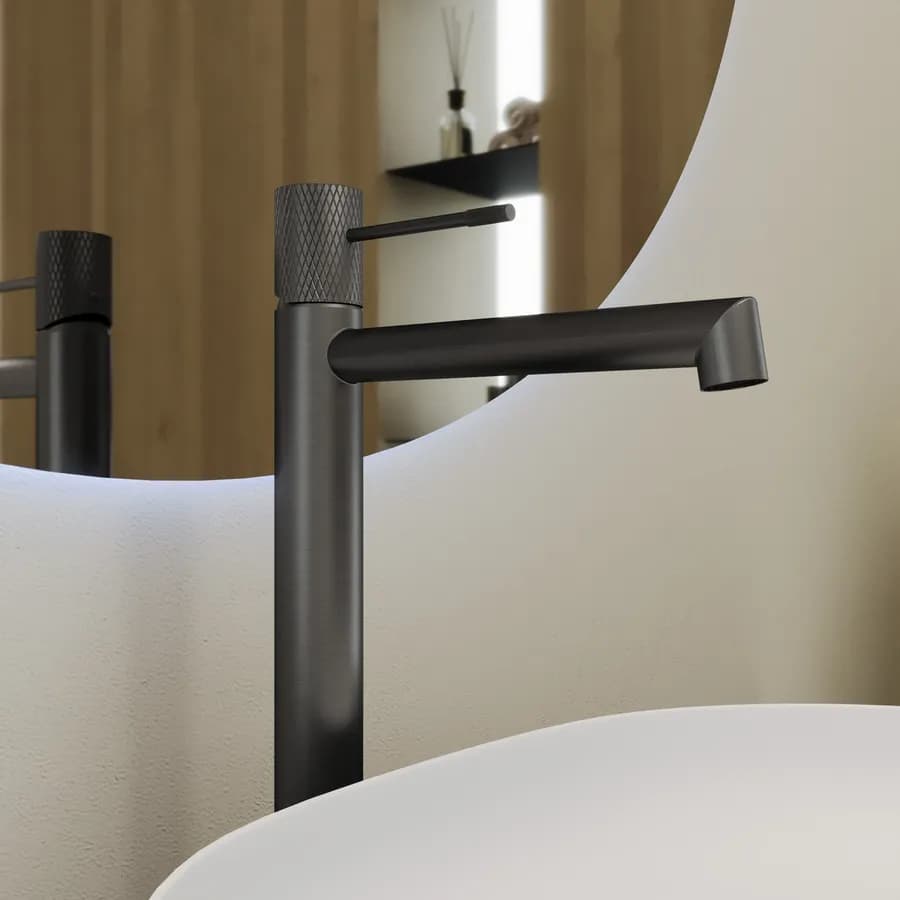 Miscelatore lavabo alto in ottone nero spazzolato anti-impronta - Crystal