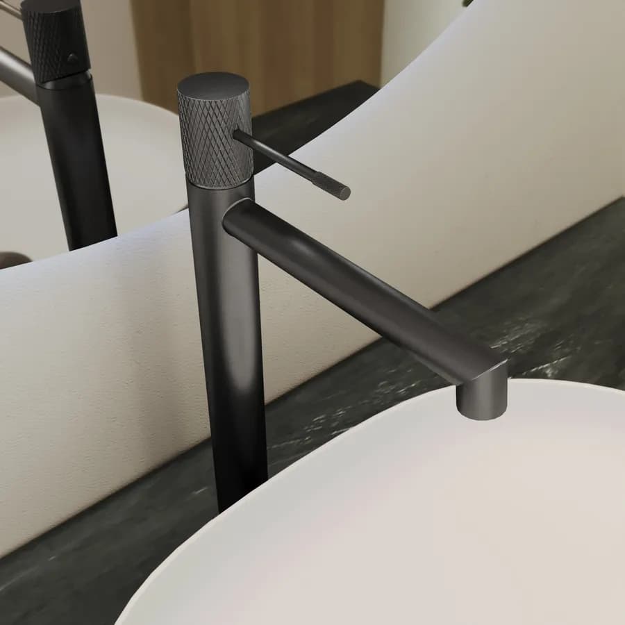 Miscelatore lavabo alto in ottone nero spazzolato anti-impronta - Crystal