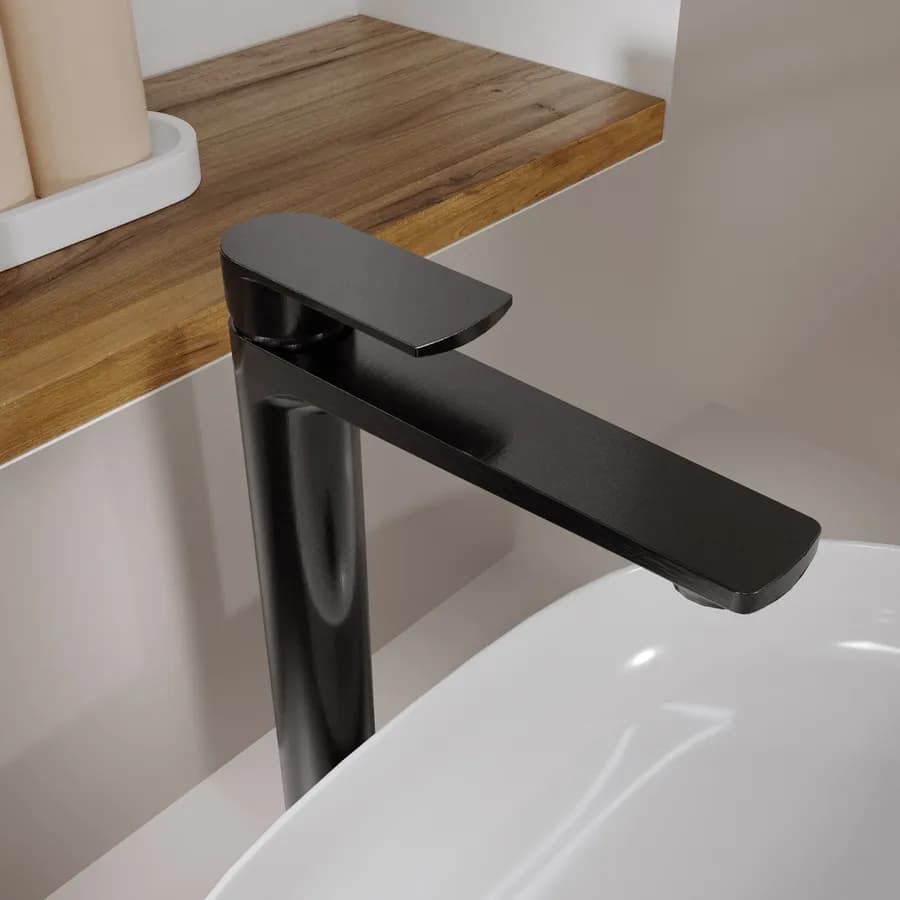 Miscelatore lavabo alto in ottone nero spazzolato anti-impronta - Fluid