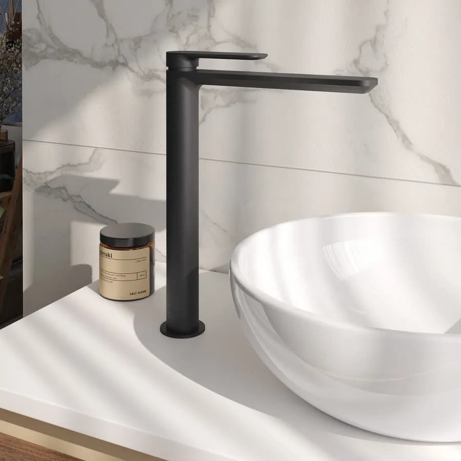 Miscelatore lavabo alto in ottone nero spazzolato anti-impronta - Fusion