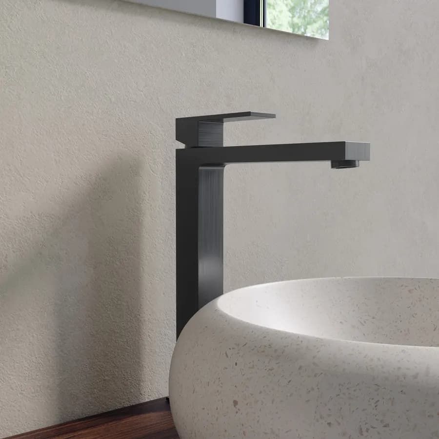 Miscelatore lavabo alto in ottone nero spazzolato - Tiamat