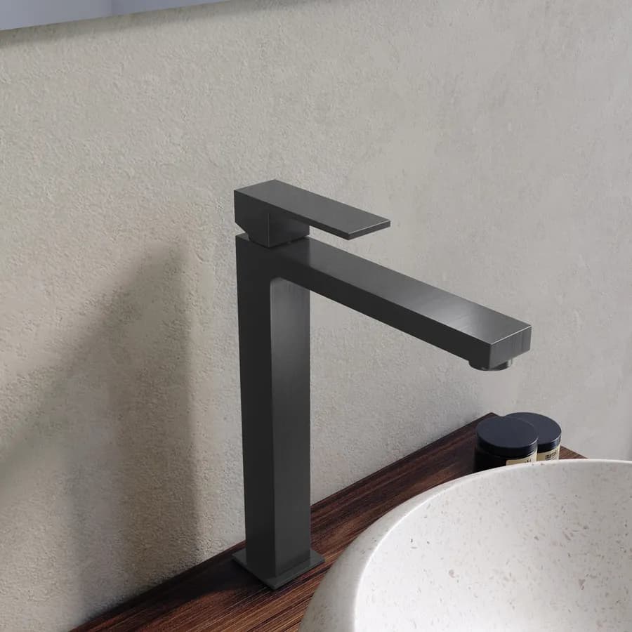 Miscelatore lavabo alto in ottone nero spazzolato - Tiamat