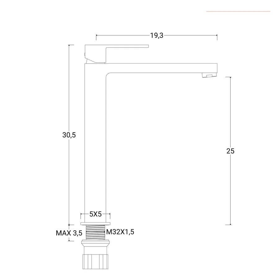 Miscelatore lavabo alto in ottone nero spazzolato - Tiamat