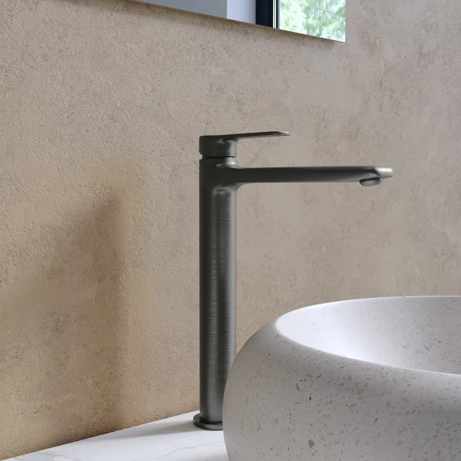 Miscelatore lavabo alto in ottone nero spazzolato - Tila