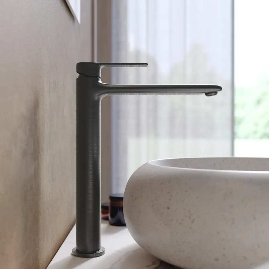 Miscelatore lavabo alto in ottone nero spazzolato - Tila