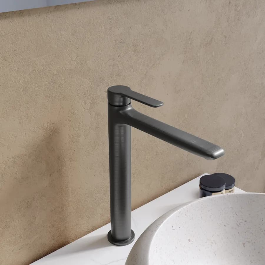 Miscelatore lavabo alto in ottone nero spazzolato - Tila
