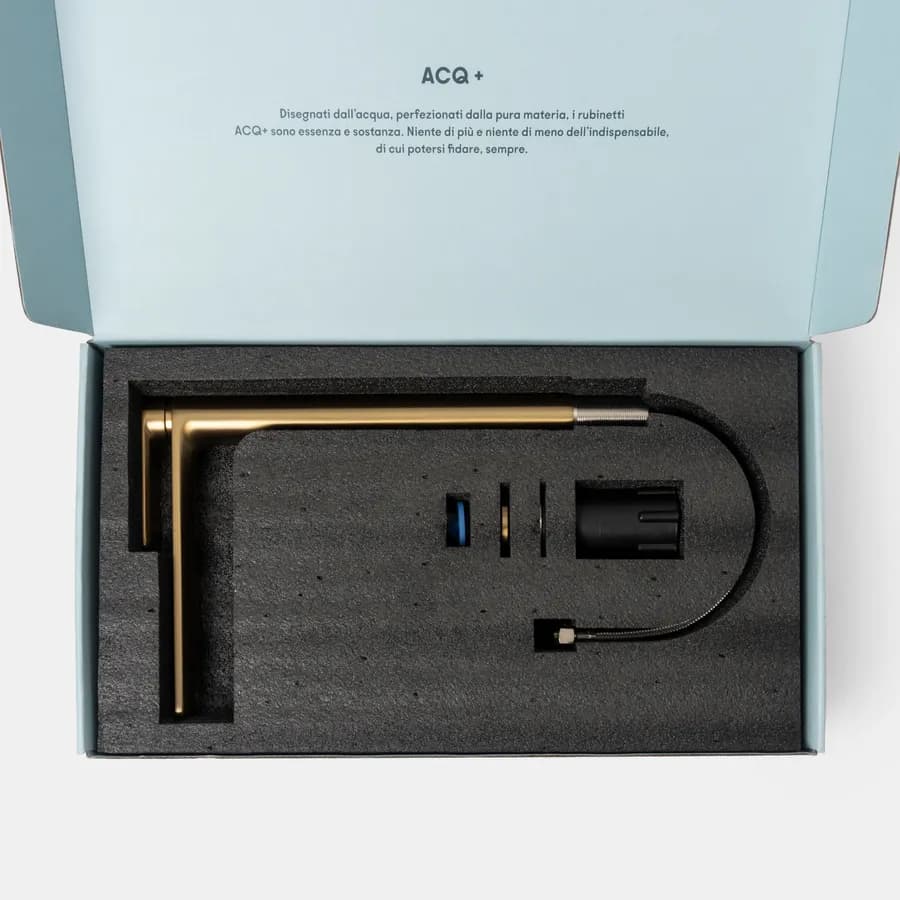 Miscelatore lavabo alto in ottone oro spazzolato anti-impronta - Fusion