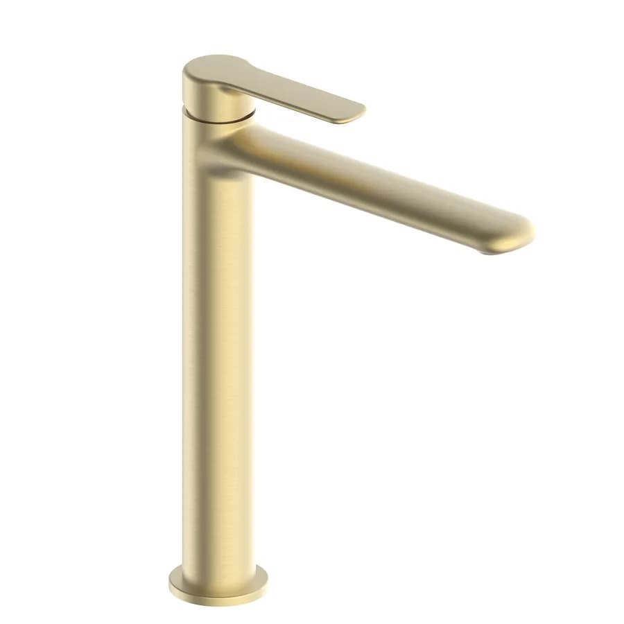 Miscelatore lavabo alto in ottone oro spazzolato - Tila