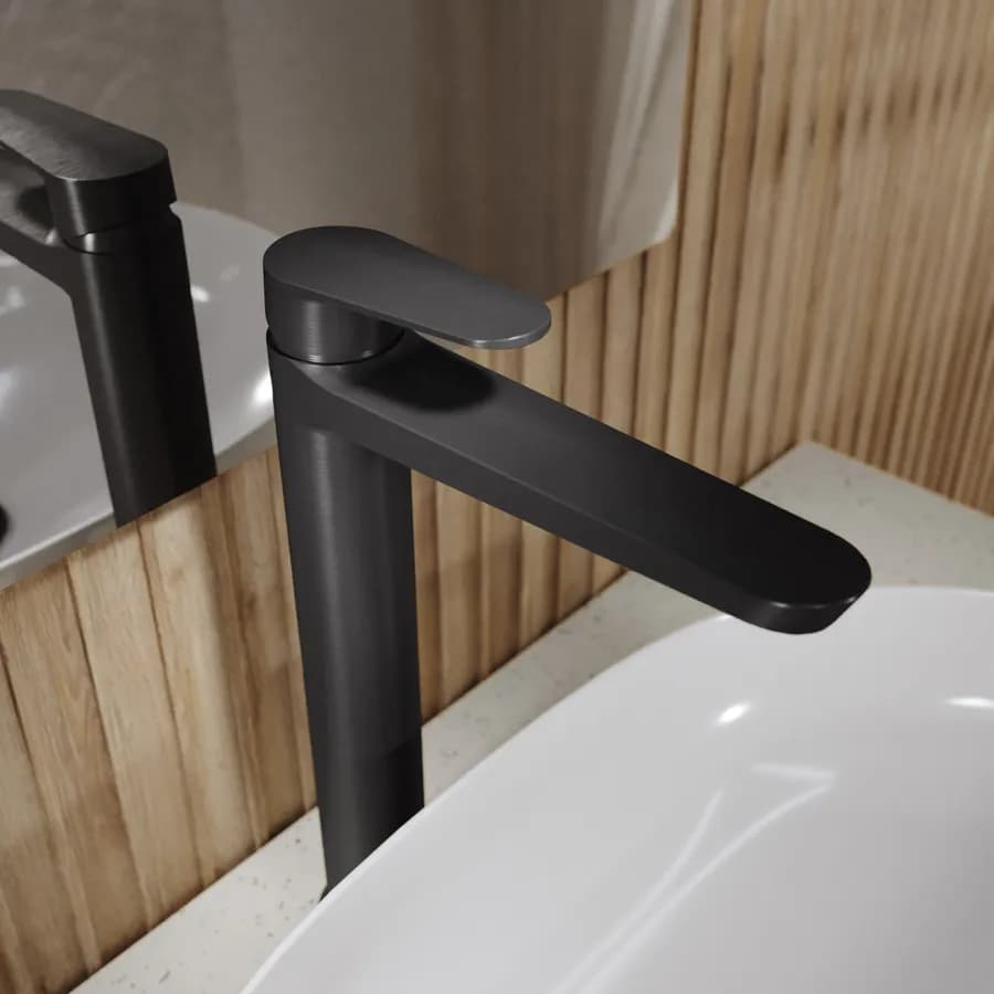 Miscelatore lavabo alto in ottone nero spazzolato anti-impronta - Lir