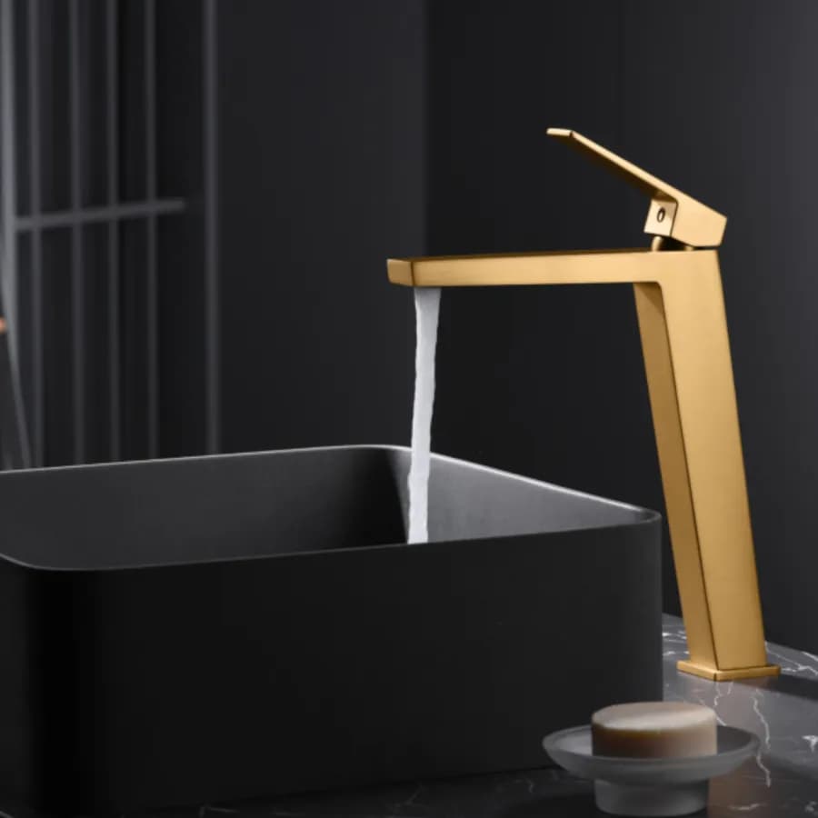 Miscelatore lavabo alto oro spazzolato - Forg