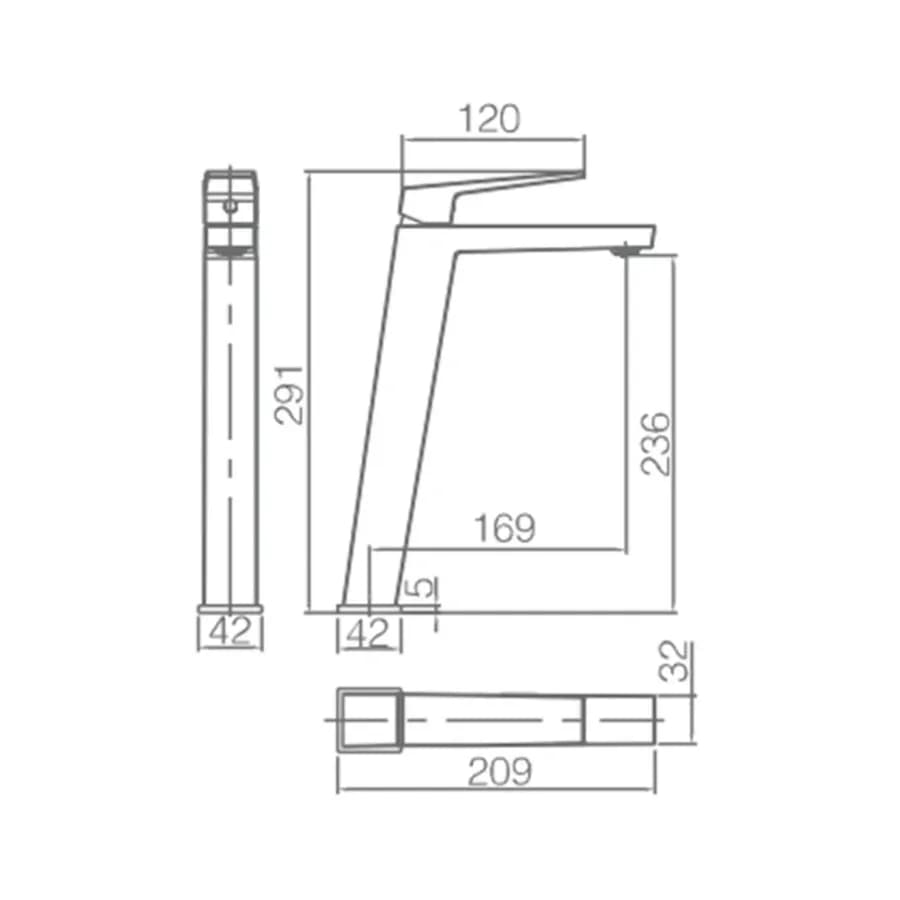 Miscelatore lavabo alto oro spazzolato - Forg