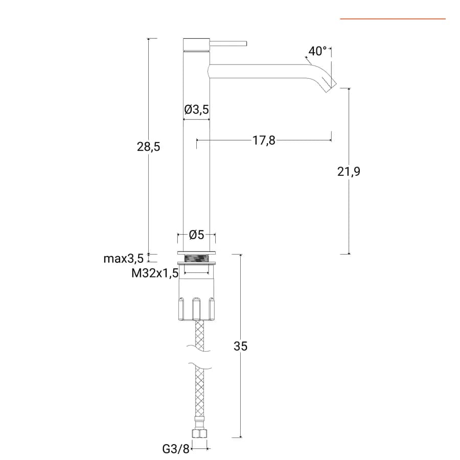 Miscelatore lavabo alto nero opaco - Ran