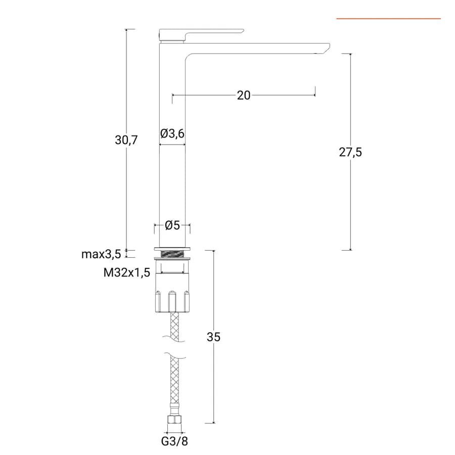 Miscelatore lavabo alto spazzolato – Fusion