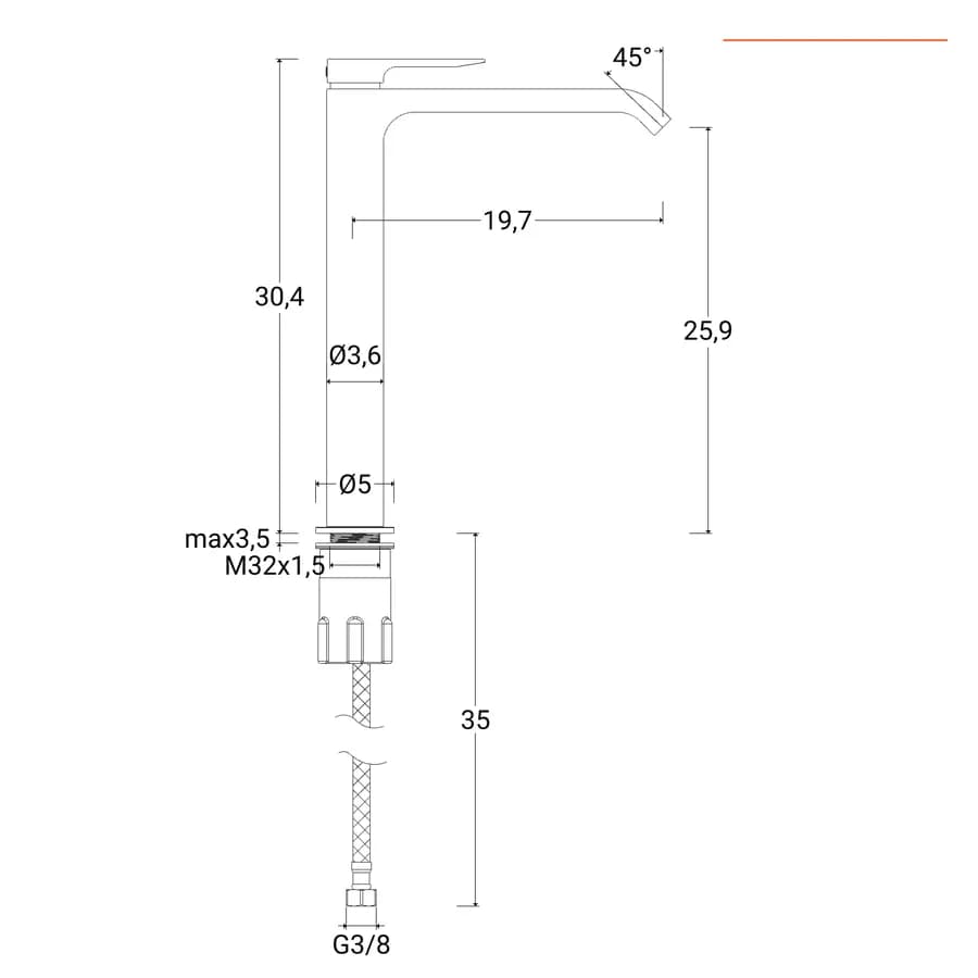 Miscelatore lavabo alto spazzolato – Iota