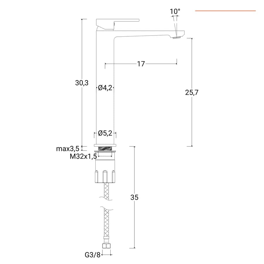 Miscelatore lavabo alto spazzolato – Fluid