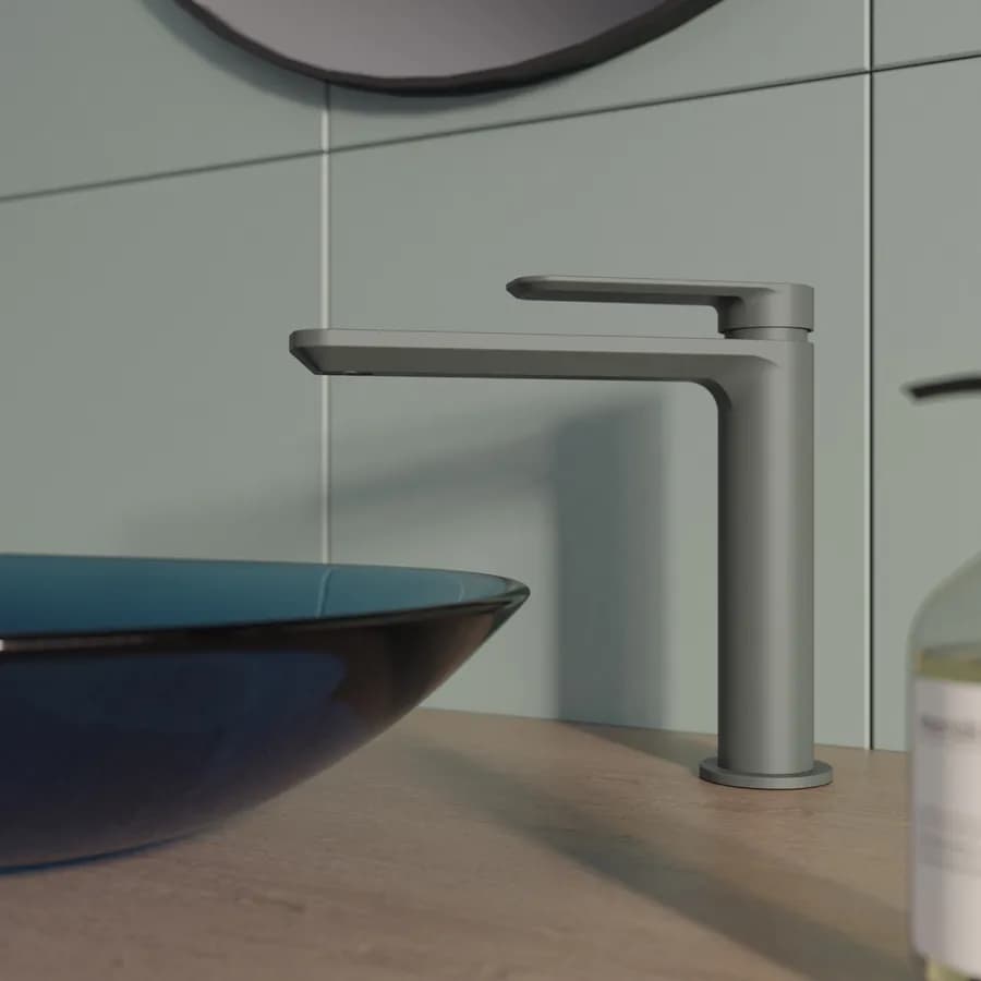 Miscelatore lavabo bocca lunga in ottone fango - Fusion