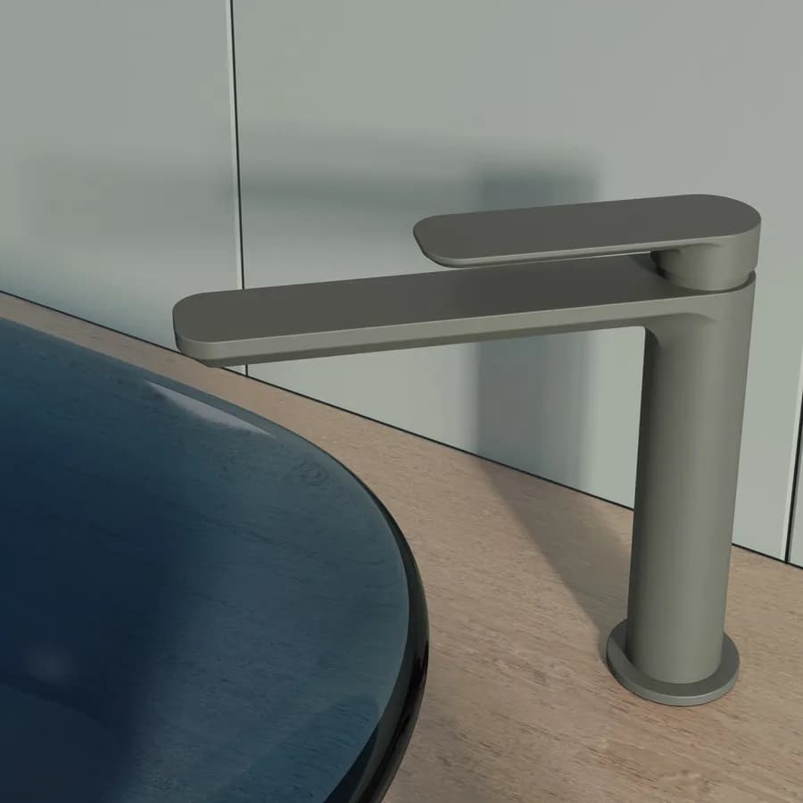 Miscelatore lavabo bocca lunga in ottone fango - Fusion