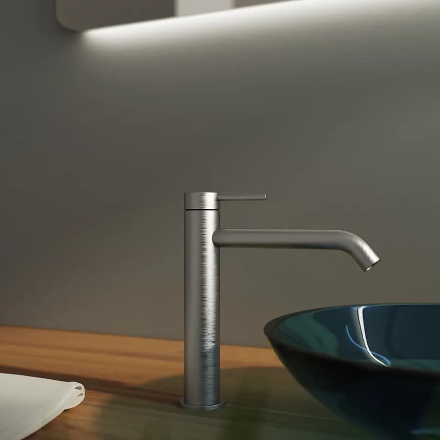 Miscelatore lavabo con bocca lunga in acciaio inox 316 satinato – Pure