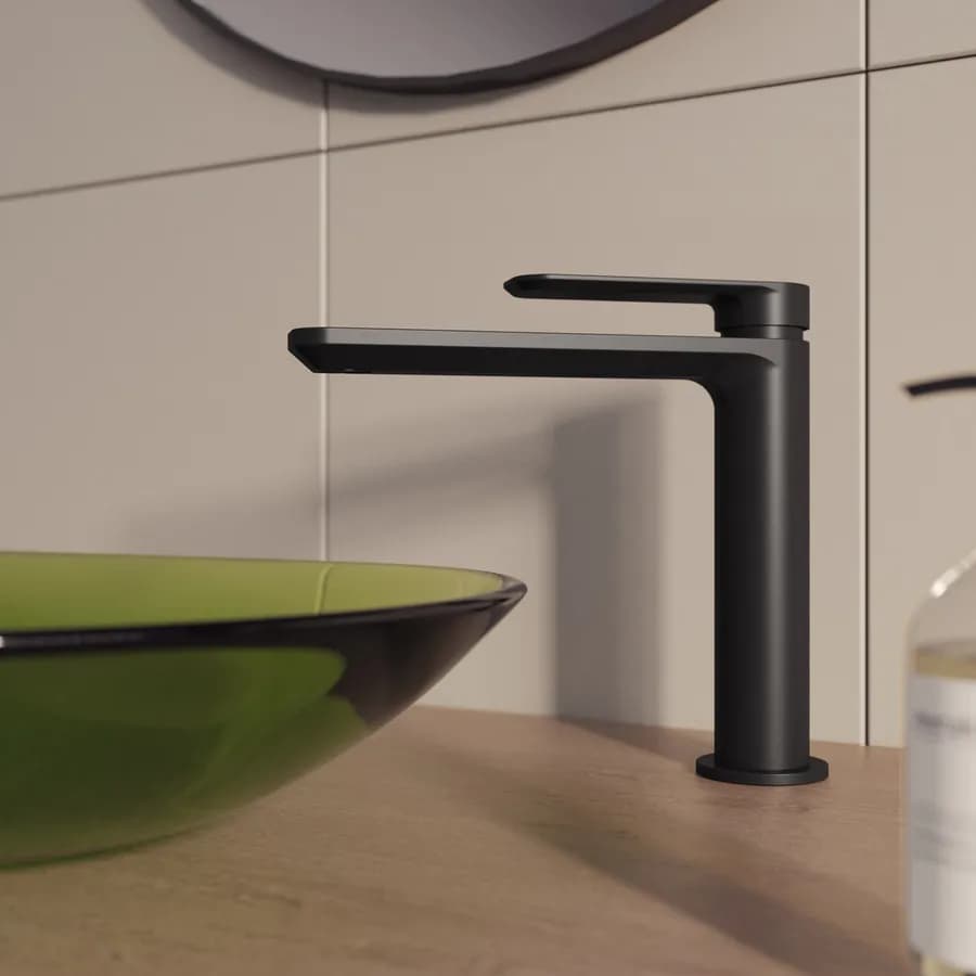 Miscelatore lavabo con bocca lunga nero opaco – Fusion