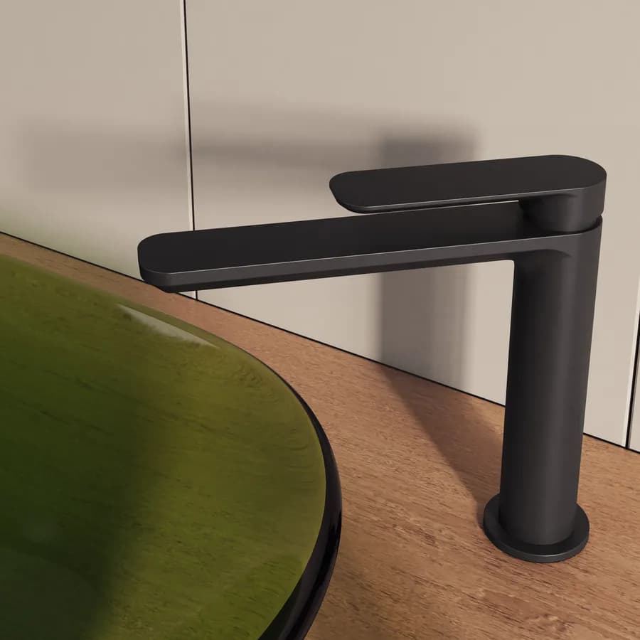 Miscelatore lavabo con bocca lunga nero opaco – Fusion