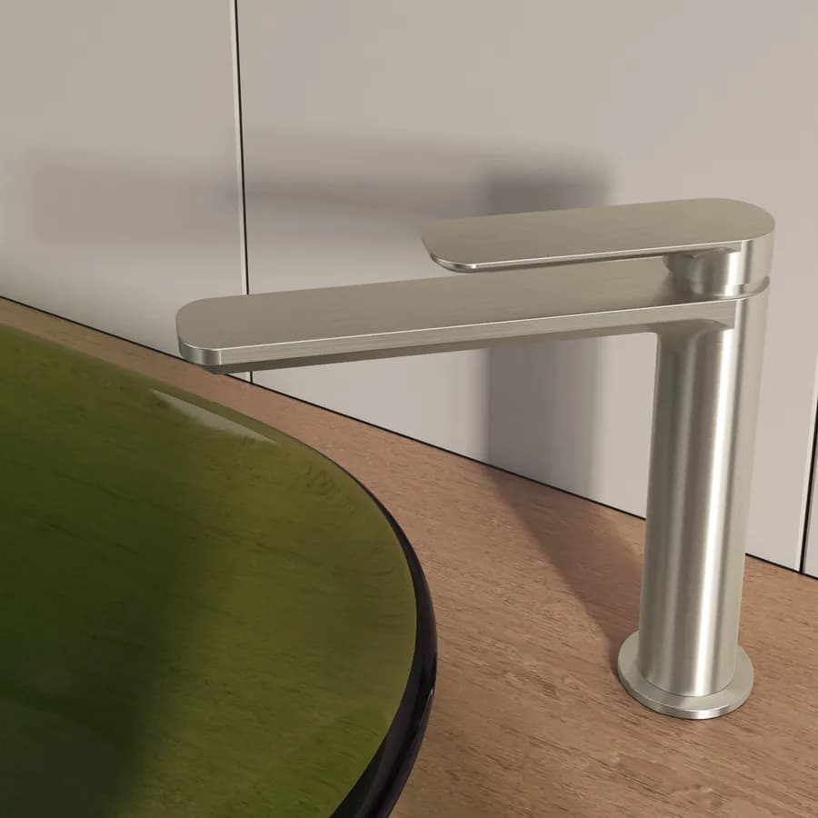 Miscelatore lavabo con bocca lunga spazzolato – Fusion
