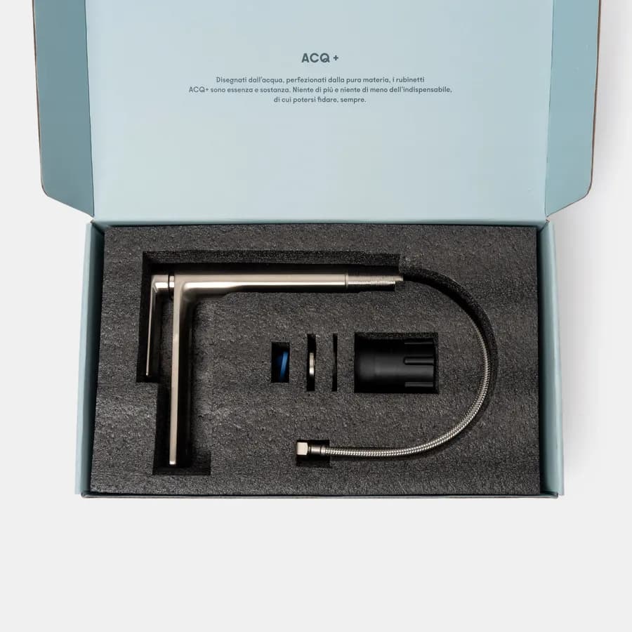 Miscelatore lavabo con bocca lunga spazzolato – Fusion