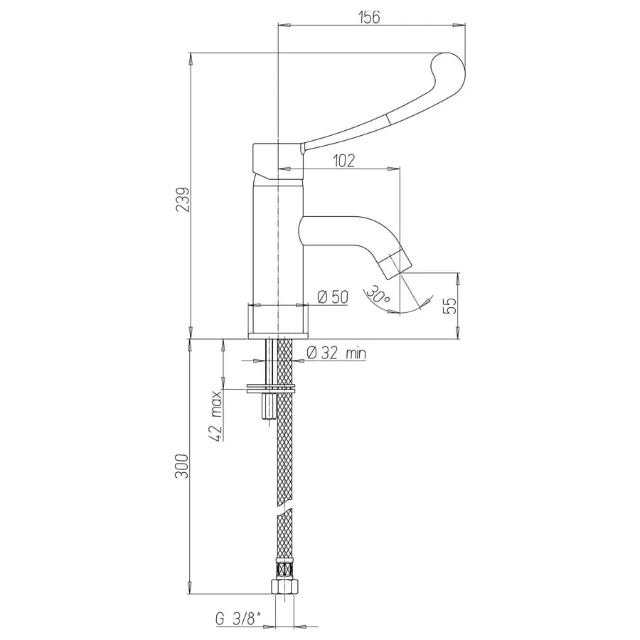 Miscelatore lavabo con leva clinica cromato - Gun di Jacuzzi - Rubinetteria