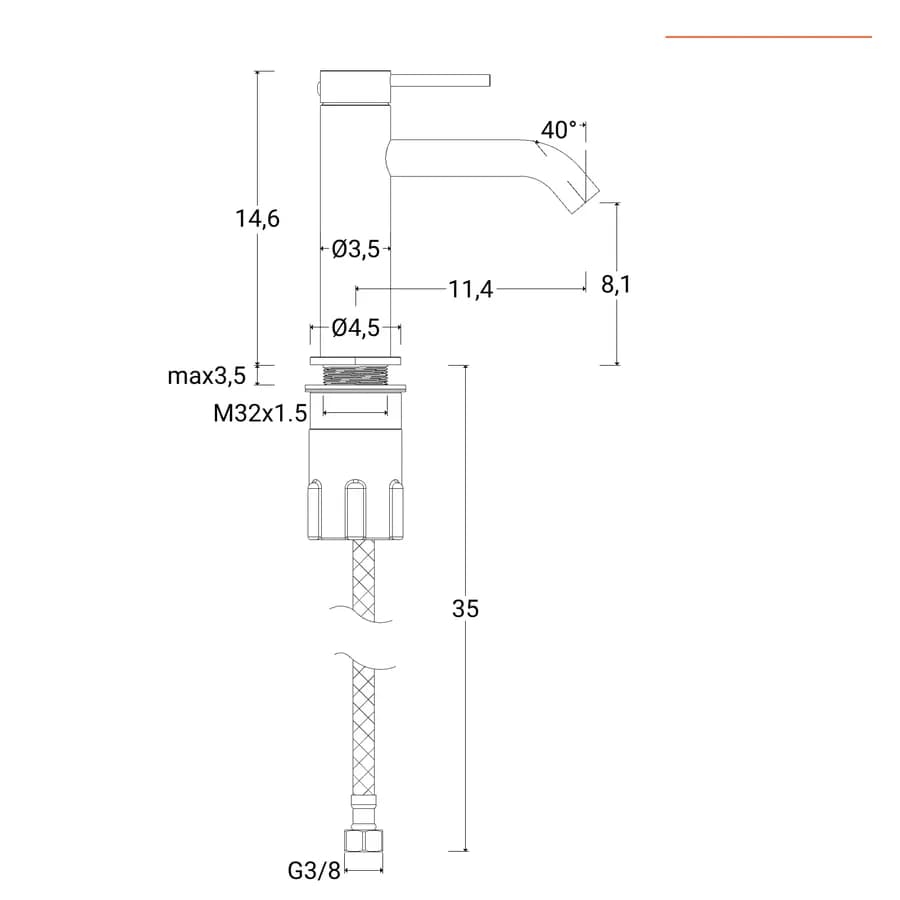 Miscelatore lavabo in acciaio inox 316 satinato - Pure