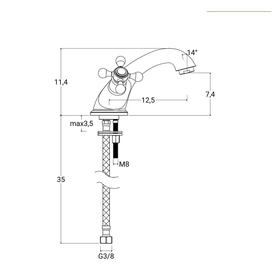 Miscelatore lavabo in ottone cromo - Niru