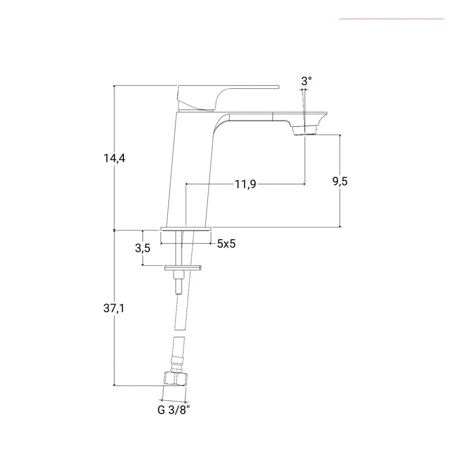 Miscelatore lavabo in ottone nero opaco Slim di Jacuzzi - Rubinetteria