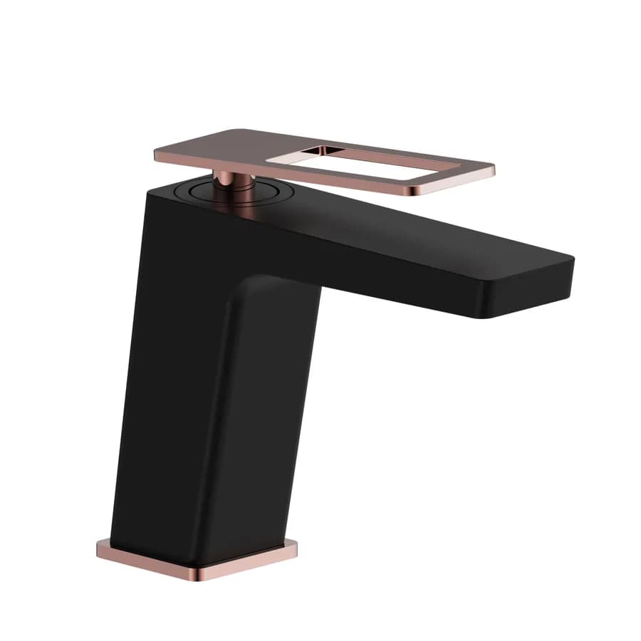 Miscelatore lavabo in ottone nero oro rosa - Thano