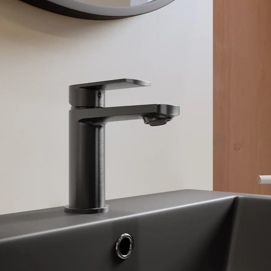 Miscelatore lavabo in ottone nero spazzolato anti-impronta - Fluid