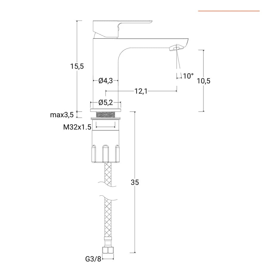 Miscelatore lavabo in ottone nero spazzolato anti-impronta - Key