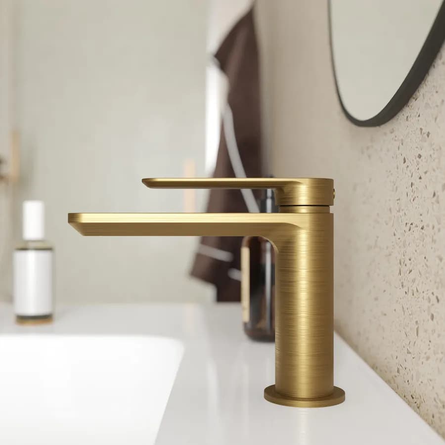 Miscelatore lavabo in ottone oro spazzolato anti-impronta - Fusion