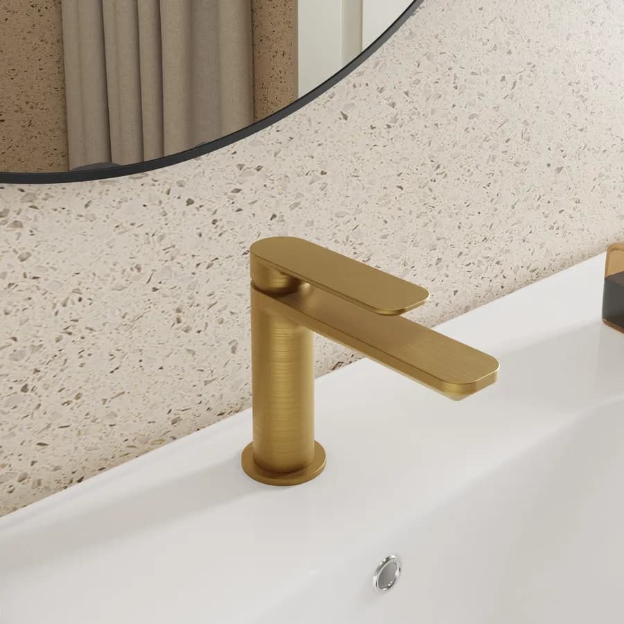 Miscelatore lavabo in ottone oro spazzolato anti-impronta - Fusion